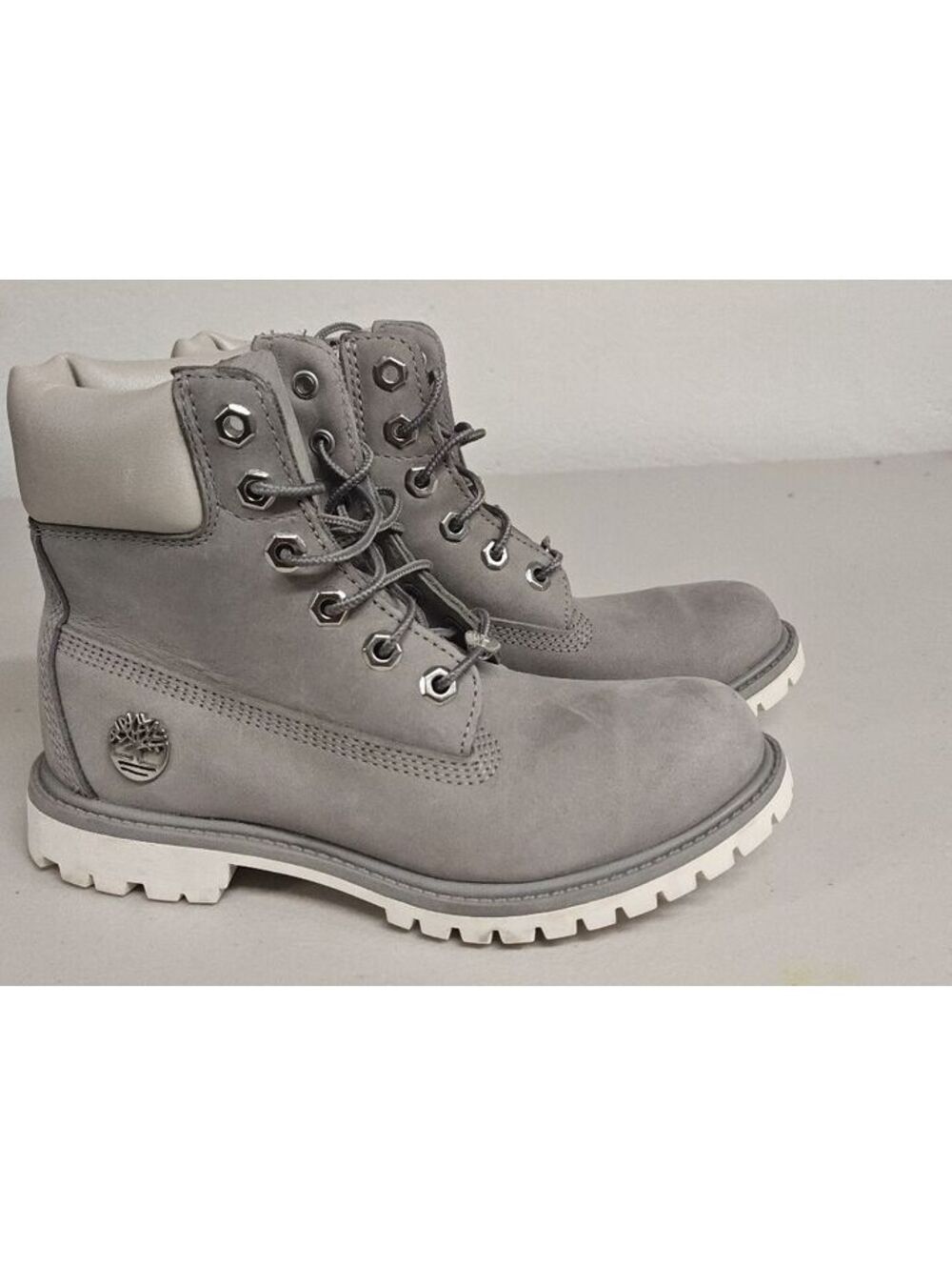 Timberland A1IV1 Premium 6-Inch Waterproof Boots Womens 6.5 Gray Nubuck